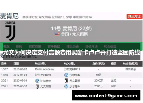 尤文为何决定支付高额费用买断卡卢卢并打造坚固防线